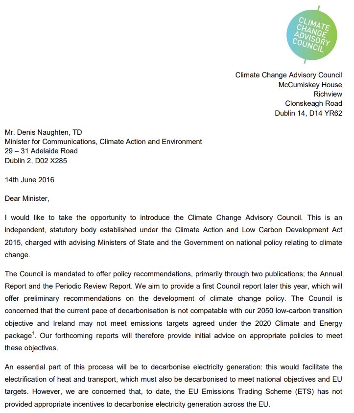 Letter to Minister Naughten regarding EU ETS